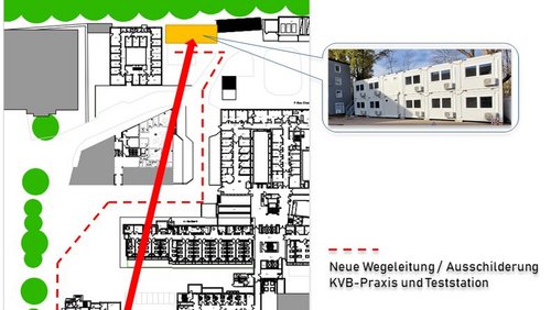 Bildliche Wegbeschreibung zur KVB-Bereitschaftspraxis